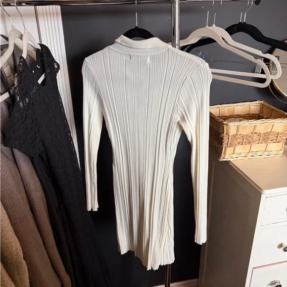 Style addict Ivory Ribbed Button-Down dress - Picture 3 of 4